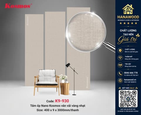 Tấm Ốp Tường Nano Vân Vải Vàng Nhạt Kosmos K9-930 tạo cảm giác ấm cúng