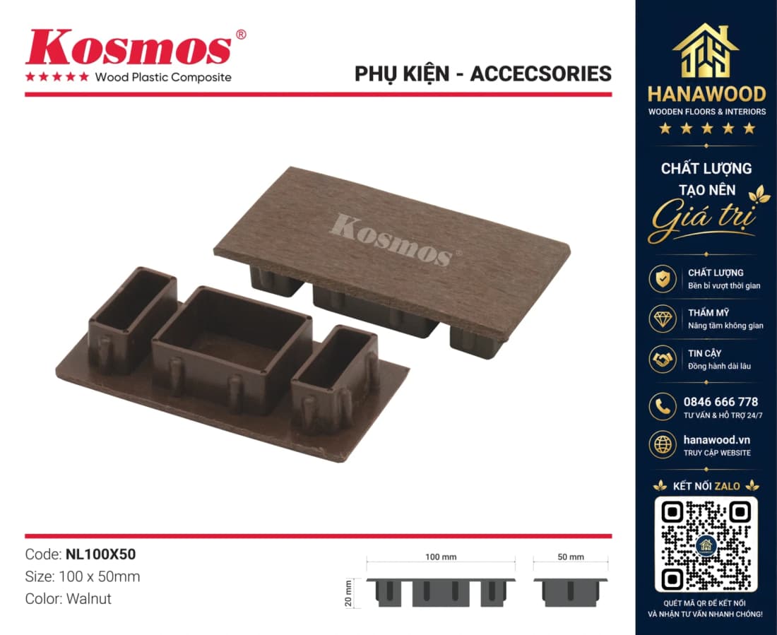 Nắp Chụp Đầu Thanh Lam 2 Da Kosmos NL100X50 Walnut chống côn trùng bụi bẩn