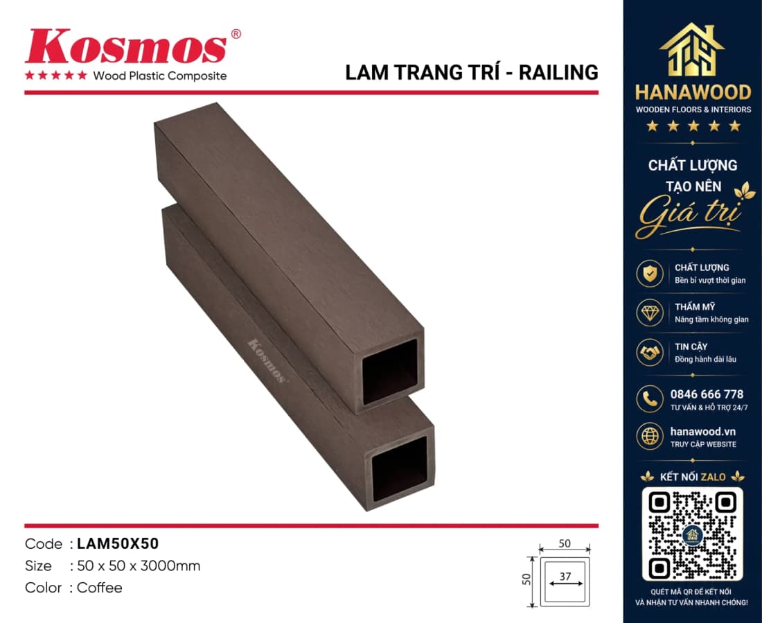 Thanh Lam Hộp Che Nắng Kosmos LAM50x50 Coffee chịu thời tiết khắc nghiệt