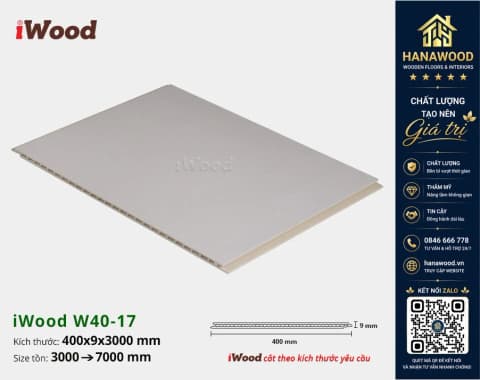 Tấm Nhựa Ốp Tường Ốp Trần Nano Giả Gỗ iWood W40-17 màu sắc tươi sáng trang nhã