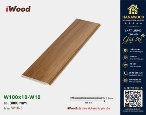 Tấm Nhựa Ốp Tường Ốp Trần Nano Giả Gỗ iWood W10-3 cách âm cách nhiệt hiệu quả