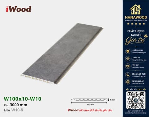 Tấm Nhựa Ốp Tường Nano Giả Bê Tông iWood W10-8 tông màu xám hiện đại độc đáo