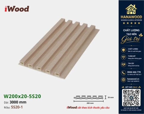 Tấm Nhựa Lam 5 Sóng Giả Gỗ iWood 5S20-1 chống ẩm mốc không cong vênh chịu lực