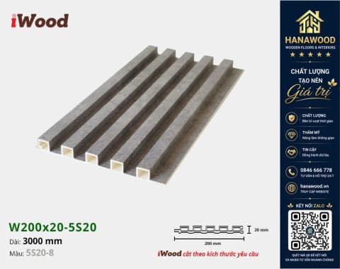 Tấm Nhựa Lam 5 Sóng Giả Gỗ iWood 5S20-8 tone màu gỗ tự nhiên sang trọng hiện đại