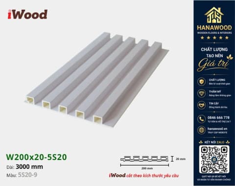 Tấm Nhựa Lam 5 Sóng Giả Gỗ iWood 5S20-9 chống cháy lan không chứa chất độc hại