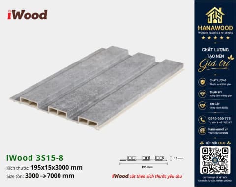 Tấm Nhựa Ốp Tường Lam 3 Sóng Giả Gỗ iWood 3S15-8 màu sắc tươi sáng sang trọng