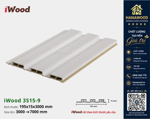 Tấm Nhựa Ốp Tường Lam 3 Sóng Giả Gỗ iWood 3S15-9 chống cháy lan không chứa hóa chất