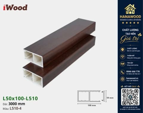 Lam Hộp Gỗ Nhựa Trang Trí Cầu Thang iWood L510-4 độ bền vượt trội khả năng chịu lực va đập