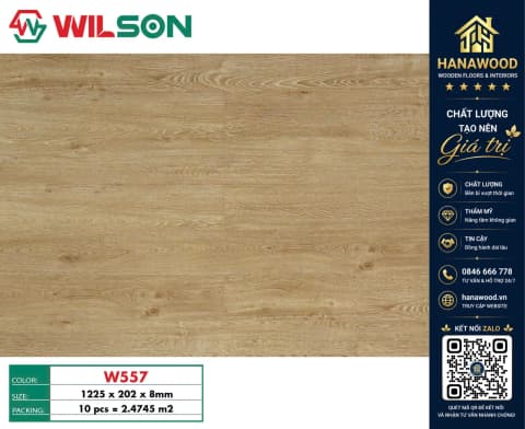 Sàn Gỗ Công Nghiệp Wilson W557 Dày 8mm khả năng chịu nước không mối mọt