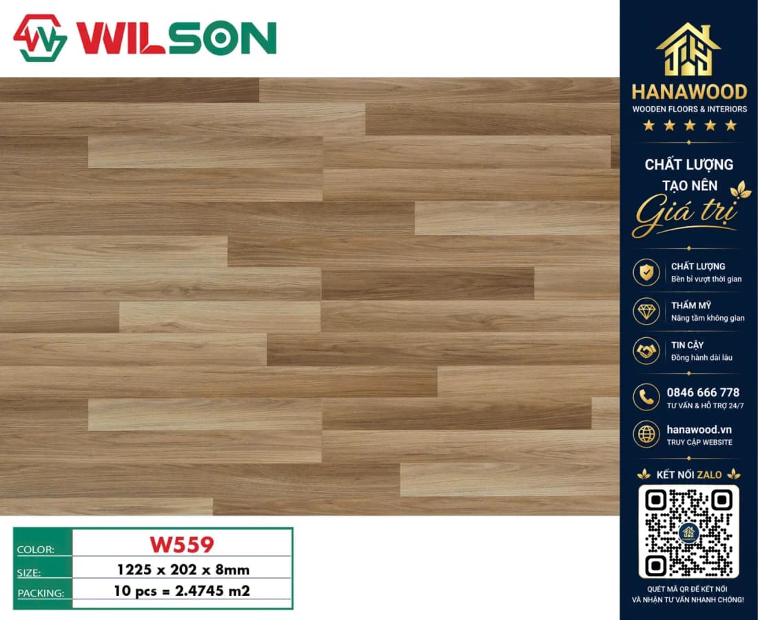 Sàn Gỗ Công Nghiệp Wilson W559 Dày 8mm