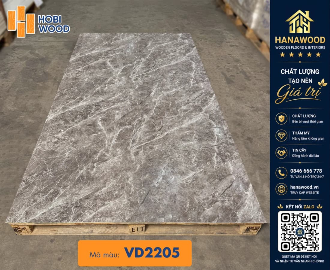 Tấm Nhựa Ốp Tường PVC Giả Đá Hobiwood VD2205 chống ẩm mốc không cong vênh chịu lực tốt