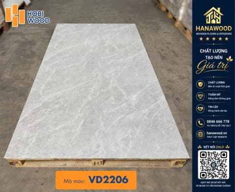 Tấm Ốp PVC Giả Vân Đá Hobiwood VD2206 bề mặt bóng đẹp chống nước lau chùi dễ dàng