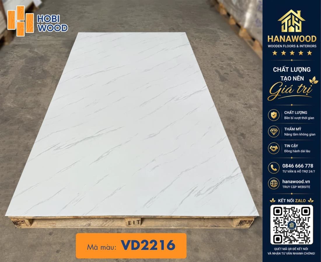 Tấm Nhựa PVC Giả Đá Ốp Tường Hobiwood VD2216 màu sắc tươi sáng nâng tầm không gian