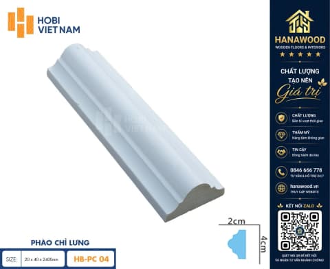 Phào Chỉ Lưng PU Hobi Wood HB-PC04 hoa văn sắc nét hiện đại độ bền cao