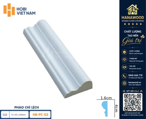 Phào Chỉ Lệch PU Hobi Wood HB-PC03 chống mối mọt dẻo dai dễ tạo hình trang trí