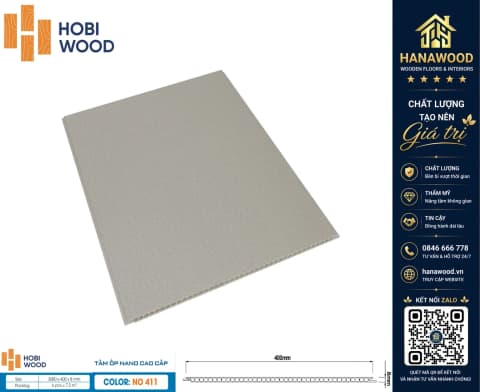 Tấm Nhựa Ốp Trần Nano HobiWood NO-411 Giả Vân Giấy màu sắc tươi sáng nâng tầm không gian