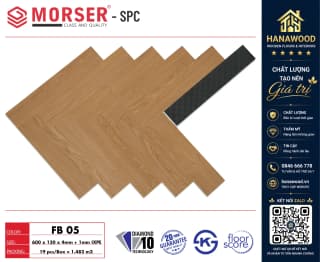 Sàn Nhựa Hèm Khóa Xương Cá 4mm Morser FB05 cốt nhựa SPC siêu bền không bám bụi