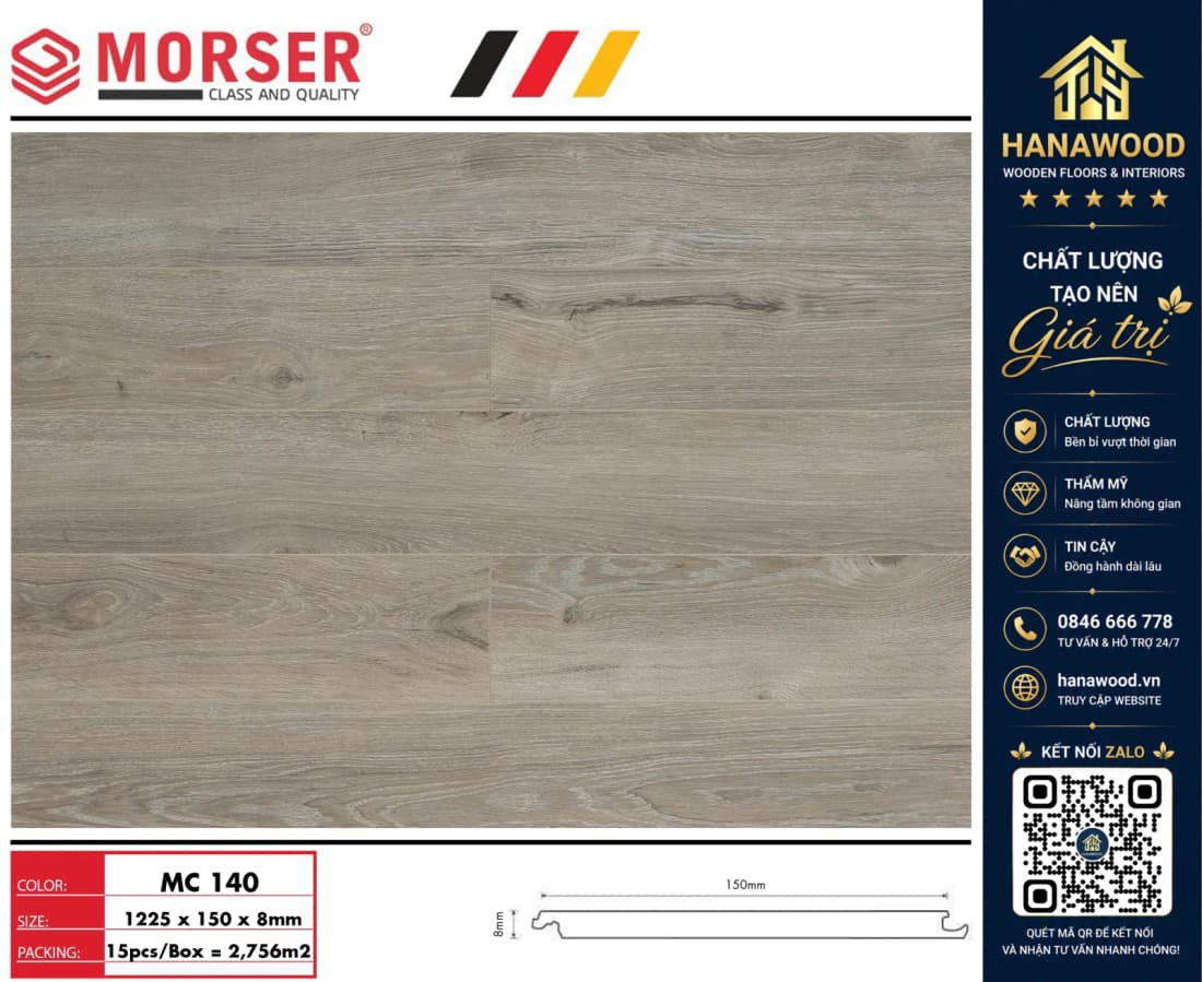 Sàn Gỗ Giá Rẻ Morser Việt Nam MC140 8mm