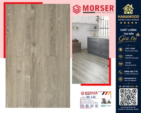 Sàn Gỗ Công Nghiệp Cốt Xanh Morser MC130 Dày 8mm chống ẩm mốc chịu lực tốt không cong vênh