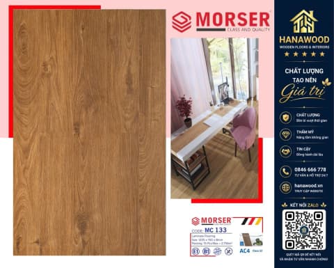 Sàn Gỗ Công Nghiệp Morser MC133 Dày 8mm cốt gỗ HDF siêu bền không mối mọt an toàn