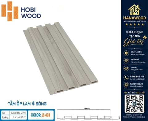 Tấm Ốp Lam Sóng Nhựa Giả Gỗ Hobiwood LS-403 chống nước tuyệt đối không mối mọt