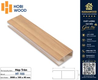Thanh Trần Nan Nhựa Giả Gỗ Hobi Wood HT105 Kích Thước 40x100mm chất liệu PVC cao cấp chống cháy lan