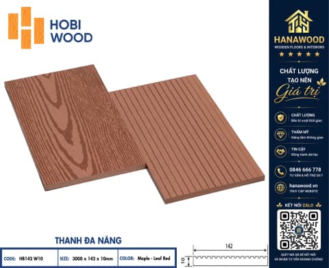 Thanh Lam Đa Năng Làm Cổng Hobiwood HB142W10 Maple Leaf Red bề mặt mộc tự nhiên chống ẩm