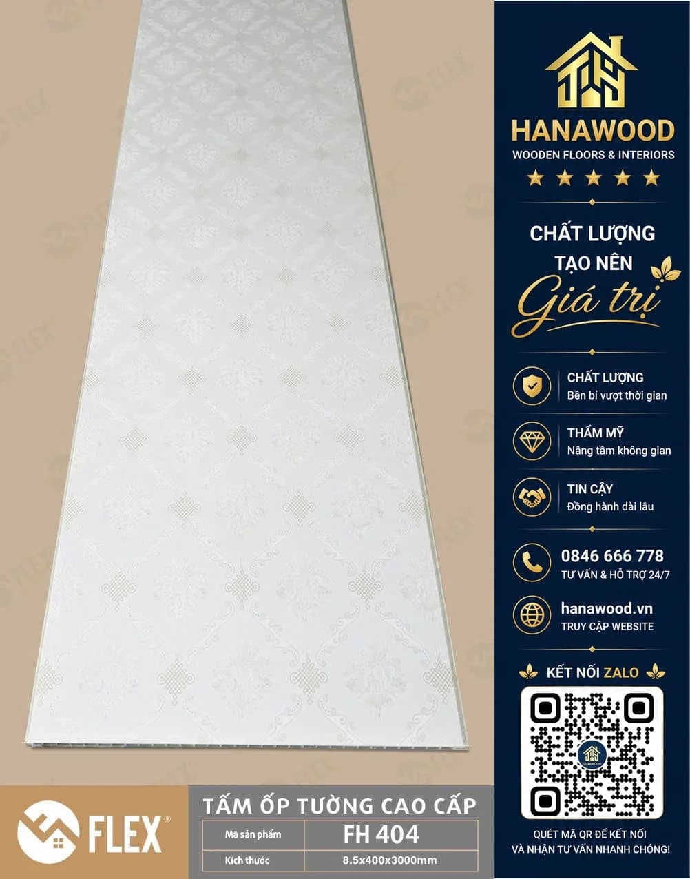 Tấm Nhựa Ốp Tường Vân Vải Flex FH404 Cắt Theo Kích Thước
