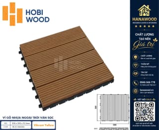 Vỉ Gỗ Nhựa Ngoài Trời Hobi Wood Vân Sọc Vibrant Yellow
