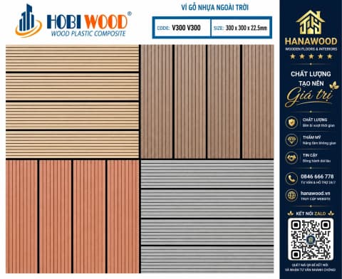 Vỉ Gỗ Nhựa Ngoài Trời Hobi Wood Vân Sọc