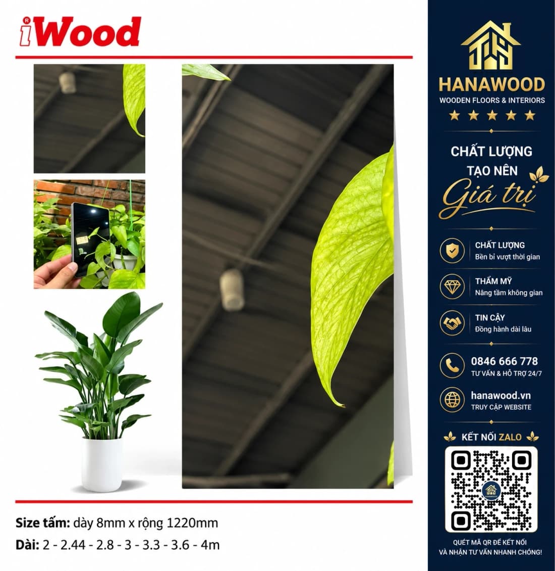 Tấm Than Tre Ốp Tường iWood Film Tráng Gương Bạc