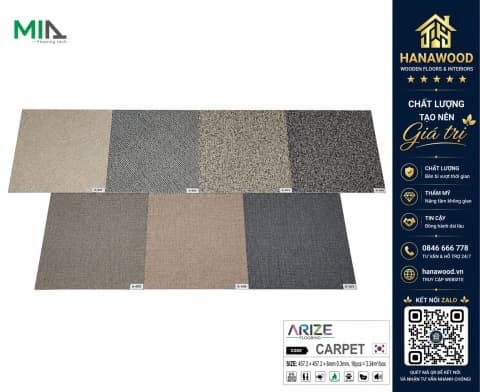 Sàn Nhựa Dán Keo Giả Vân Thảm Arize 3mm