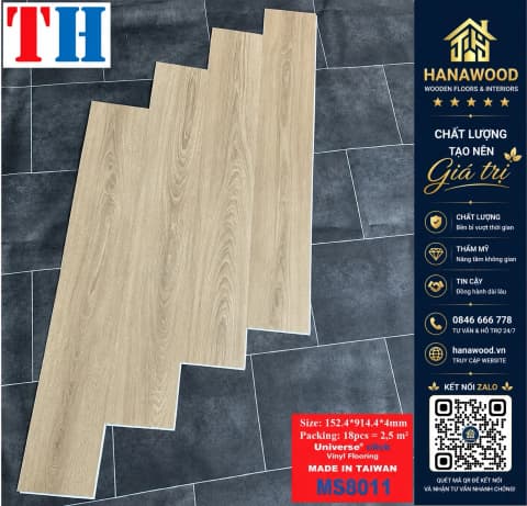 Sàn Nhựa Giả Gỗ Hèm Khóa Universe HS8011 Dày 4mm