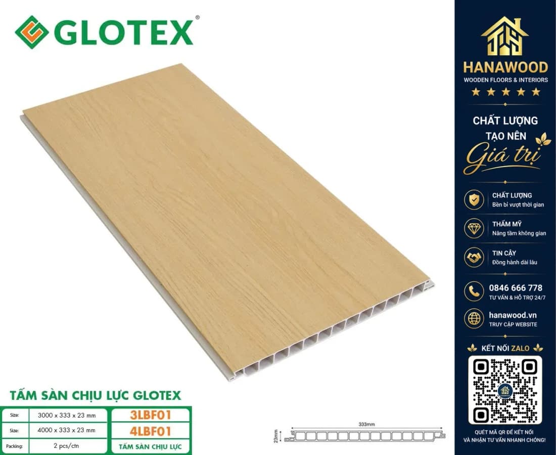 Sàn Nhựa Chịu Lực Glotex 4LBF01 Vân Gỗ Sồi Dài 4M