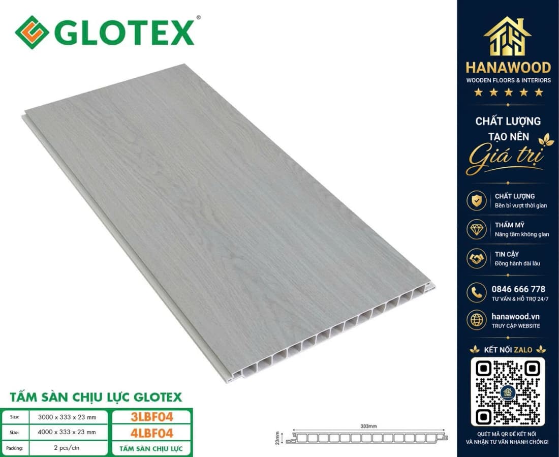 Sàn Chịu Lực Tầng Lửng Glotex 4LBF04 Vân Xám Nhạt 4M