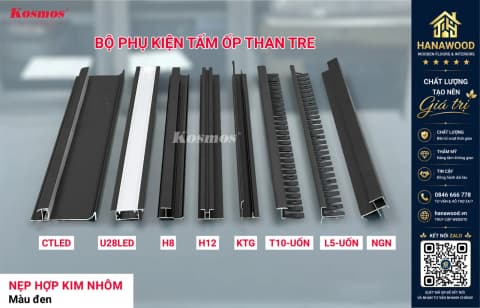 Phụ Kiện Nẹp Nhôm Tấm Ốp Than Tre Kosmos Màu Đen