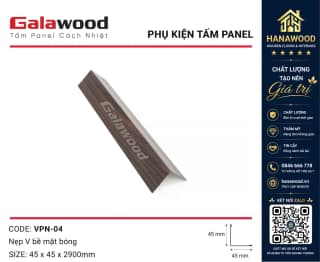 Nẹp V Trang Trí Tấm Cách Nhiệt Panel VPN-04 Màu Nâu Walnut