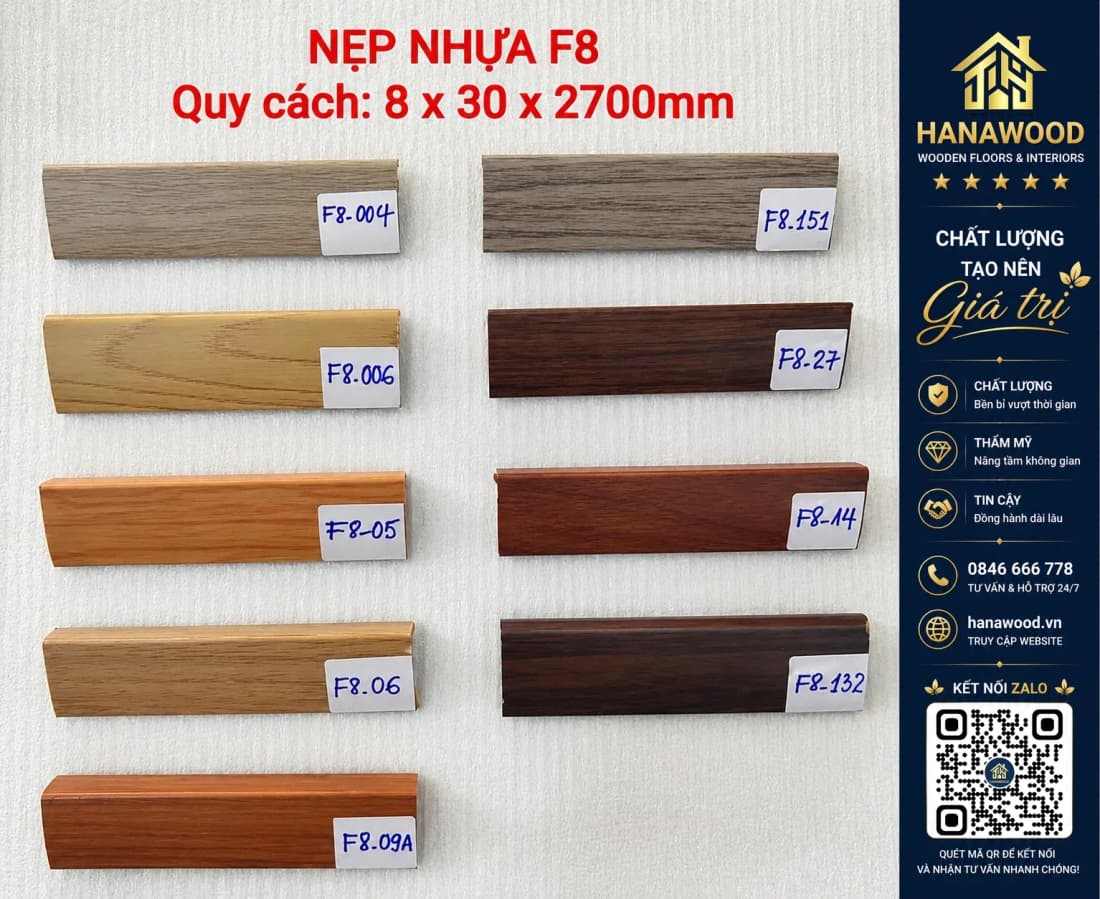 Nẹp Nhựa F Kết Thúc Sàn Gỗ 8mm Và 12mm MIA