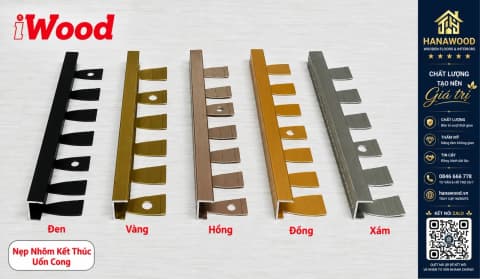 Nẹp Nhôm Kết Thúc Uốn Cong Tấm Than Tre iWood