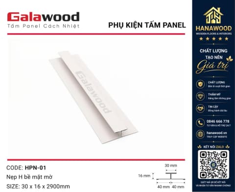 Nẹp H Rãnh Nối Tấm Cách Nhiệt Panel HPN-01 Màu Trắng