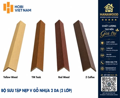 Nẹp Góc V Gỗ Nhựa Ngoài Trời 2 Lớp Phủ Polymer Hobiwood