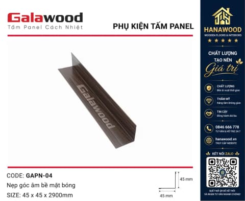 Nẹp Góc Trong Trang Trí Tấm Cách Nhiệt Panel GAPN-04 Màu Nâu Walnut