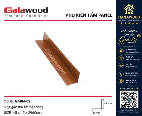 Nẹp Góc Trong Trang Trí Tấm Cách Nhiệt Panel GAPN-03 Màu Cánh Gián