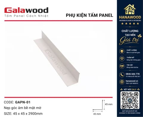 Nẹp Góc Trong Trang Trí Tấm Cách Nhiệt Panel GAPN-01 Màu Trắng