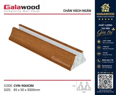Chân Đế Vách Ngăn 2 Mặt Nhựa Giả Gỗ Galawood CVN-906X3M