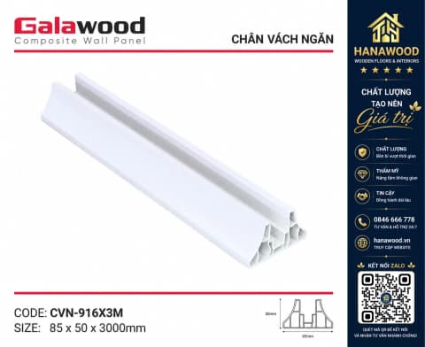Chân Đế Vách Ngăn Phòng Ngủ Nhựa Trắng Trơn Galawood CVN-916X3M