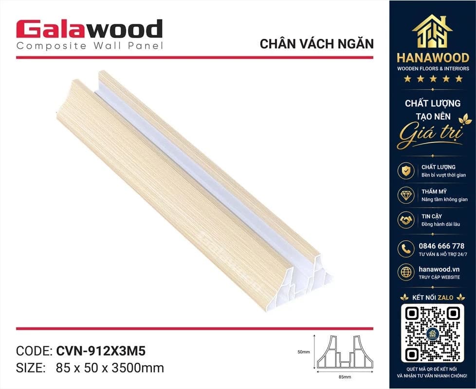 Chân Đế Vách Ngăn Nhựa Ngăn Phòng Khách Giả Gỗ Galawood CVN-912X3M5
