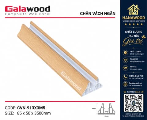 Chân Đế Vách Ngăn 2 Mặt Giả Gỗ Ngăn Phòng Galawood CVN-913X3M5