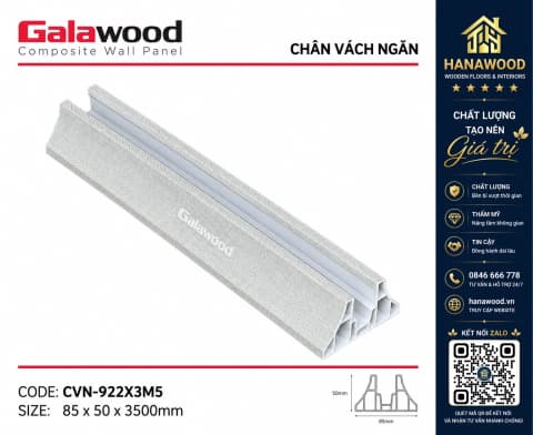 Chân Đế Vách Ngăn 2 Mặt Nhựa Giả Vân Vải Galawood CVN-922X3M5
