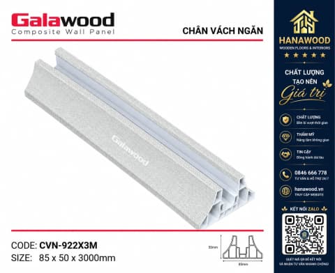 Chân Đế Vách Ngăn 2 Mặt Nhựa Giả Gỗ Galawood CVN-922X3M